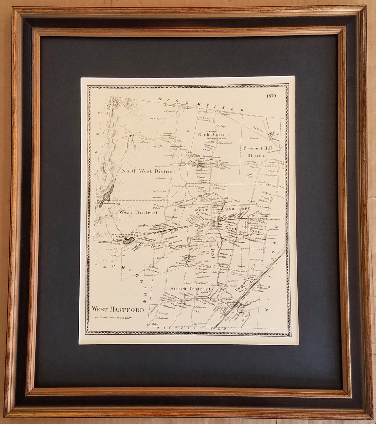 Antique Map of West Hartford Connecticut